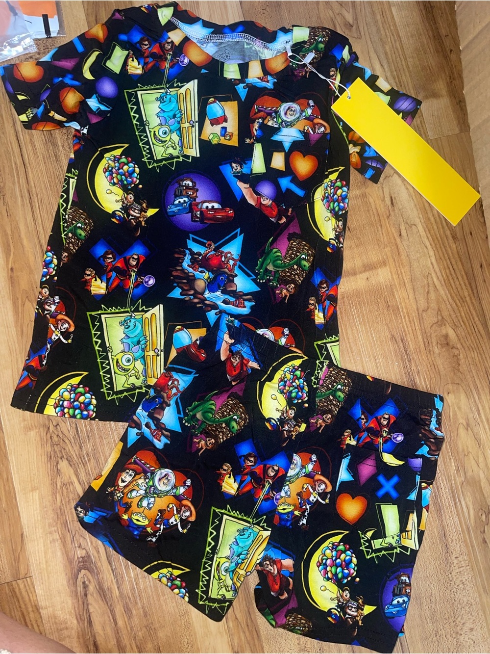 BAMBOO Black Multicolor Cartoon Graphic Kids short Set